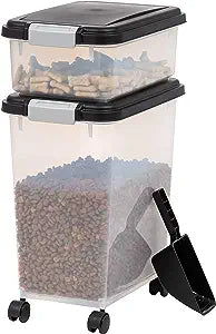 33qt + 12qt Airtight Pet Food Storage Container Combo with Scoop, Black