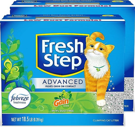 Fresh Step Clumping Cat Litter, With Gain, Advanced, Extra Large, 37 Pounds total (2 Pack of 18.5lb Boxes)