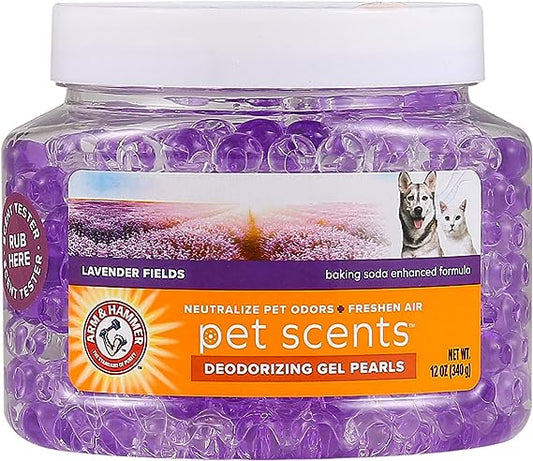 Arm & Hammer Air Care Pet Scents Deodorizing Gel Beads in Lavender Fields | 12 oz Pet Odor Neutralizing Gel Beads with Baking Soda | Air Freshener Beads for Pet Odor Elimination