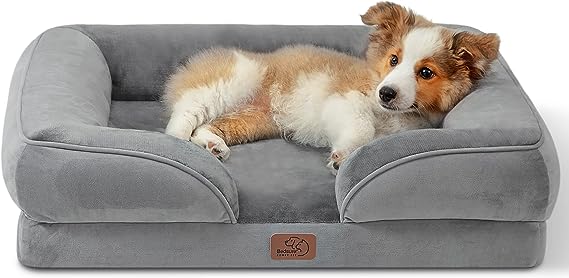 Bedsure Orthopedic Dog Bed for Medium Dogs - Waterproof Dog Sofa Bed Medium, Supportive Foam Pet Couch Bed with Removable Washable Cover, Waterproof Lining and Nonskid Bottom, Grey