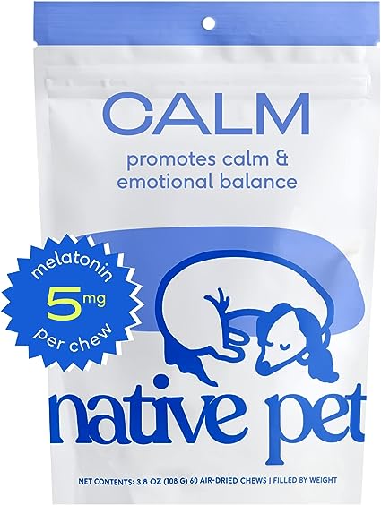 Native Pet Calm – Dog Calming Chews – Dog Melatonin for Small, Medium, Large Dogs – Melatonin for Dogs Sleep Aid – All-Natural Dog Calming Chews – Anxiety Relief Treats - Calming Dog Treats -60 Chews