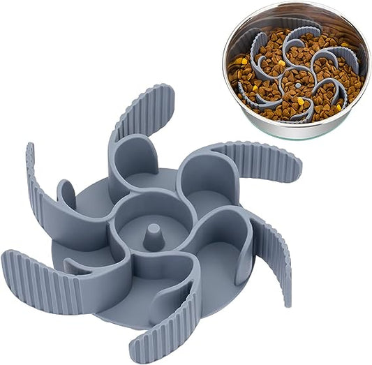 Keegud Slow Feeder Dog Bowls Insert [36 Octopus Suction Cups] Super Firm Slow Eating Dog Bowl [Cuttable] for Large Breed and Medium Size Dog Compatible with Regular and Elevated Dog Bowls (Turbine)