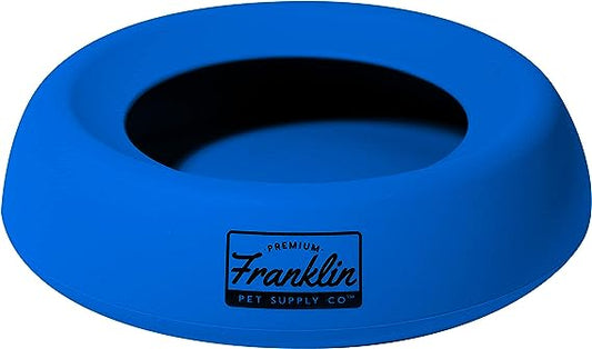 Franklin Pet Supply Travel Pet Silicon Bowl 27oz. – No Spill – BPA Free – Splash Proof – for Water and Food – Travel Smart Design – Portable Car Design – for Larger Dogs,Blue